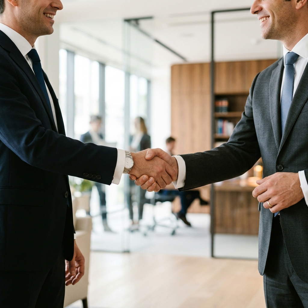 Legal trust handshake illustration